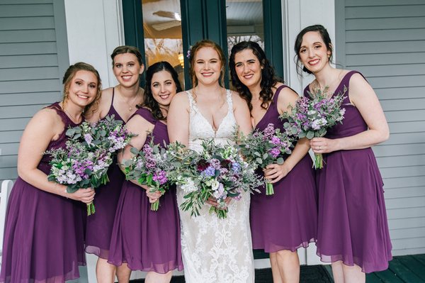 Wedding photos on the wraparound porch