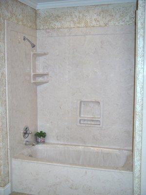 Marble Tub with Tub Surround. So easy to clean!