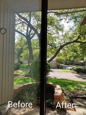 Before and After picture of a sliding glass door