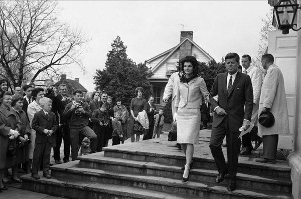 Mr. President John F. Kennedy on the front steps of the Middleburg Community Center during his term in office in the 1960's