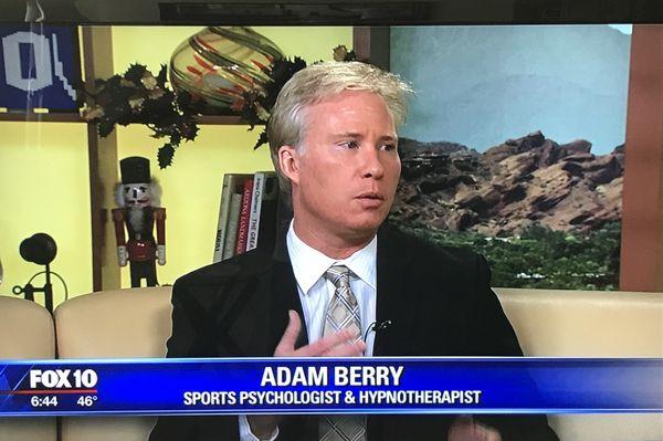 Talking about sports psychology on local television.