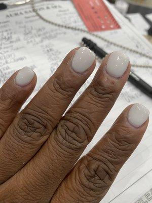 No oil, lotion, cuticles not cut and thick nails