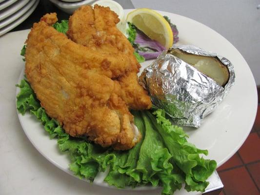 An abundance of Fried Haddock on our fish night.  You can't go wrong with this meal.