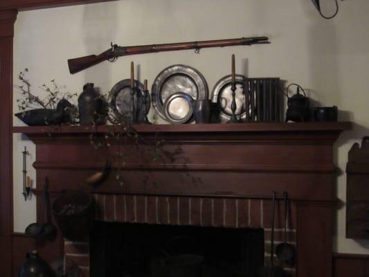 Fireplace mantel with pewter & 1836 muscat