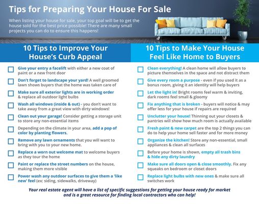 Tips for preparing your house for sale.