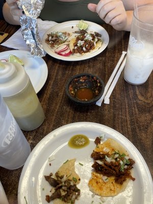 adobada, carnitas, asad tacos