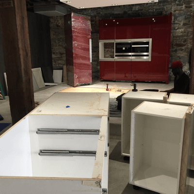 Dismantling a kitchen, one piece at a time, for Dutch Kitchen Center.