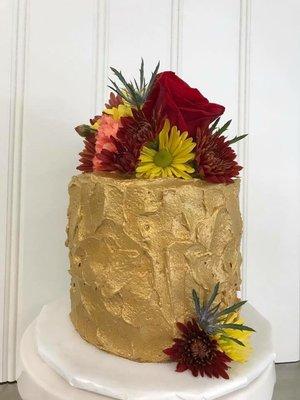 Metallic gold birthday cake