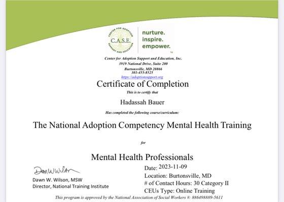 National Adoption Competency Mental Health Training.