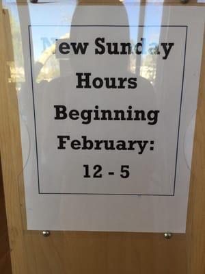 New Sunday hours!