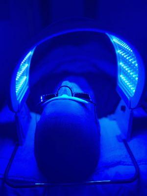 Blue LED for the Redness Relief Facial