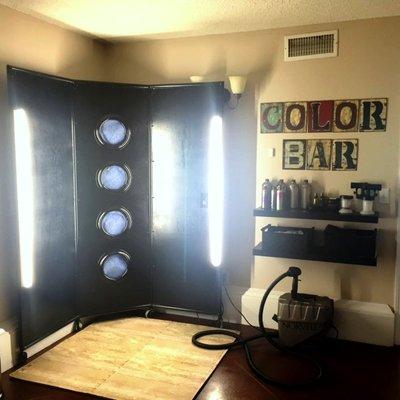 Spray Tan Room with Color Bar