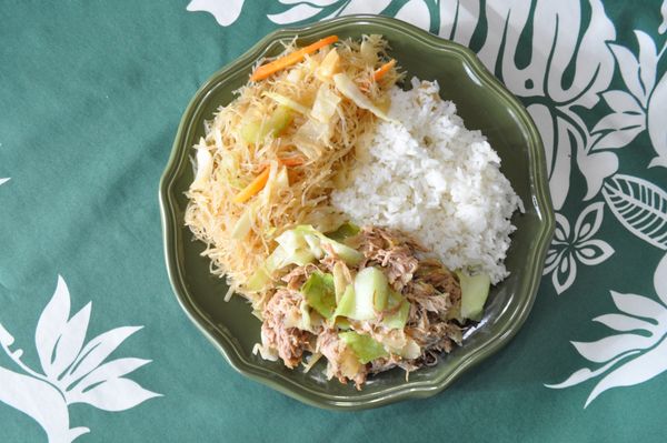 Kalua Pork with Rice and Pancit