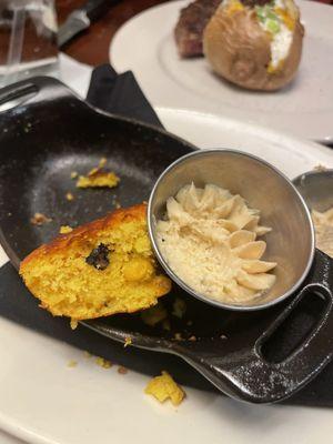 Cast iron corn bread & honey butter