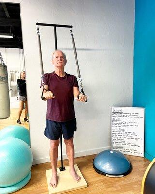 Postural alignment on the ped-o-pul! Yes men love Pilates too!