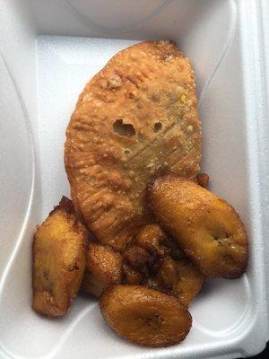 Plantains and pastalillo (like an empanada)