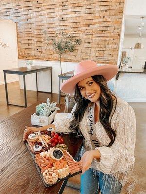 The charcuterie board that's complimentary with a party over ten people!