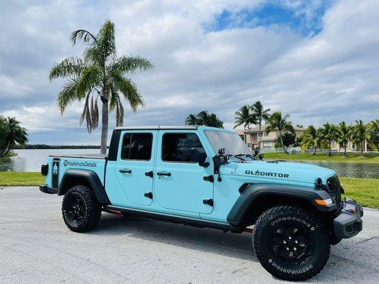 Hello! This is Our Neon Matte Turquoise Gladiator! Hard to miss us out there on the road!