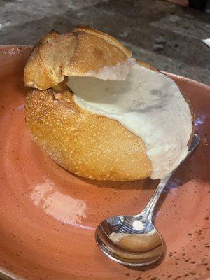 Clam Chowder in a Sourdough Bowl