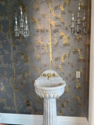 Wallpaper in powder room