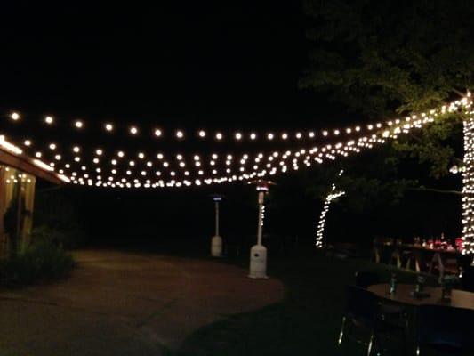 An outdoor light canopy for a local wedding