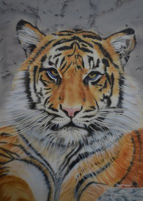 Tiger painting on board