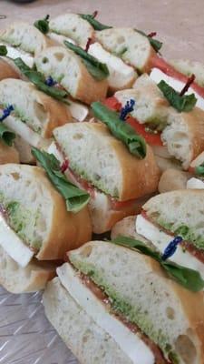 Fresh mozzarella and basil sandwich