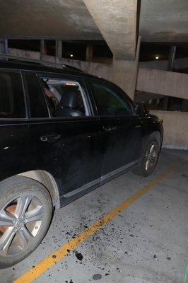 Aftermath of a break-in at Kiener Plaza East Garage