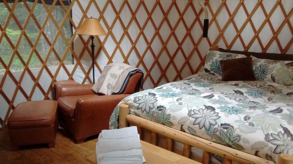 Inside the Chinook Yurt at Vernonia Springs