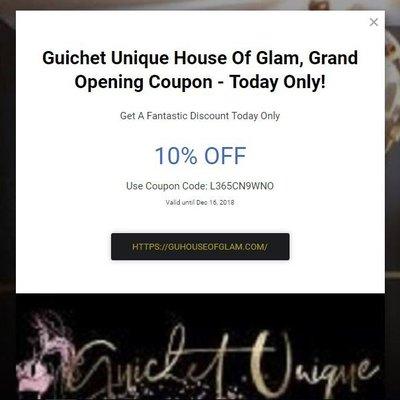 Join our Grand Opening today, Coupon valid 12/16/2018 Only!