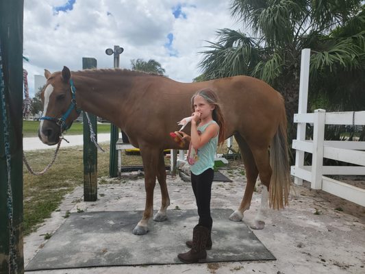 With my granddaughter at Sand and Spurs Park, another local treasure.