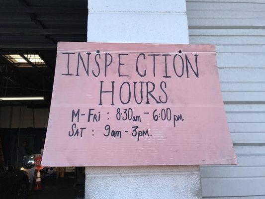 Inspection Hours