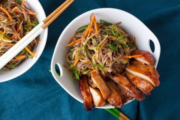 Soba Noodle Bowl with Miso Honey Chicken