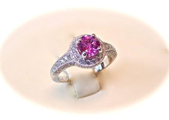 Pink Sapphire & Diamond Ring