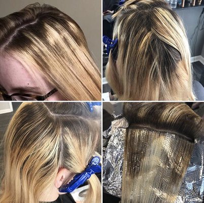 From my review. The top left is hours after my hair was done.. the rest are what the stylist took before fixing my hair!!