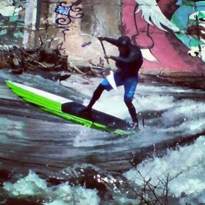 Standup Paddle Surfing on the river Colorado style!