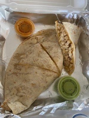 Chicken fajita quesadilla. Stuffed!!! Super good