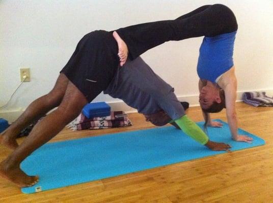 fun with partner yoga...downward dog