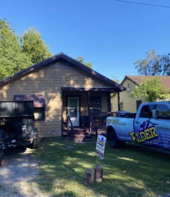 Another satisfied roofing customer with front porch framing repair