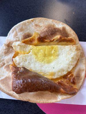 The incredibly disastrous egg and cheese wrap.