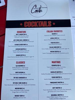 Drink menu