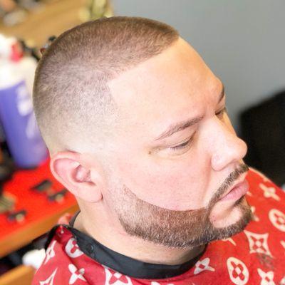 Skin fade with beard enhancement