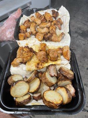 Pork bbq with bacon potato