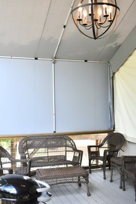 Balcony of waterfront Cabins at Son's Rio Cibolo.