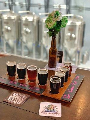 Flights and a view of the brewing space