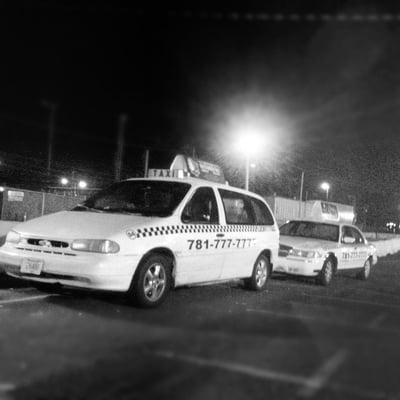 Boston taxis in line with artistic filter overlay