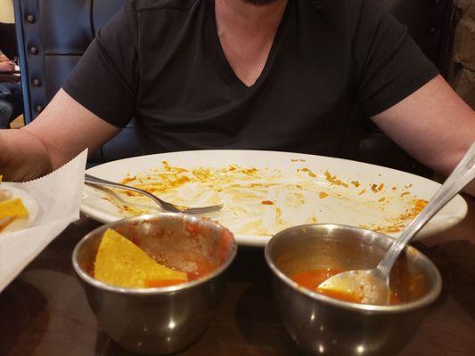 Empty plate show how big plate is compared to the person