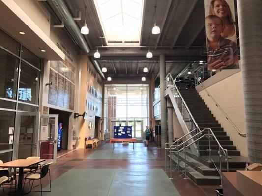 Front lobby with the Welcome Center on the right.