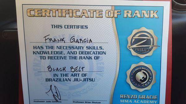 Blackbelt under Joao Zeferino (Renzo Gracie Lineage)