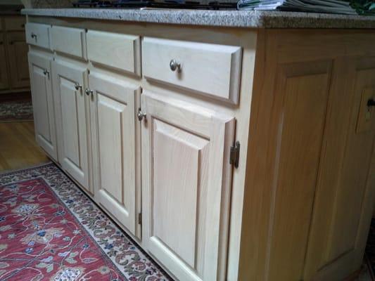 Oak cabinets before Makeover.